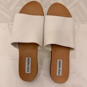 Steve Madden Karolyn White Leather Slide Sandals Size 9